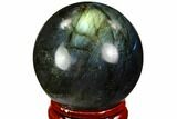 Flashy, Polished Labradorite Sphere - Great Color Play #105783-1